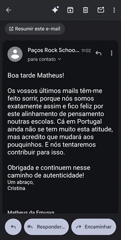 Depoimento de leitor da newsletter Gestão com Sétima 4